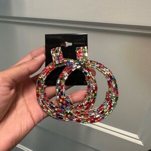 Colorful Beaded Hoop Earrings